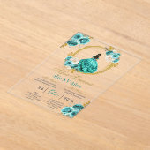 Acrylic Turquoise Quinceañera Invitation アクリル招待状 (レイダウン)