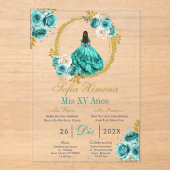 Acrylic Turquoise Quinceañera Invitation アクリル招待状 (正面)