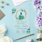 Acrylic Turquoise Quinceañera Invitation アクリル招待状 (インサイチュ (ウェディング))