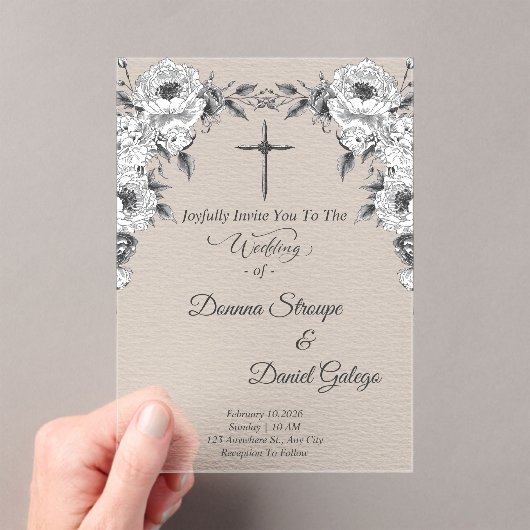 Acrylic Vintage Catholic Wedding Invitation アクリル招待状 (インサイチュ (ポータブル))