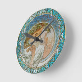 Acrylic Wall Clock Art Nouveau Alphonse Mucha 12 ラウンド壁時計 (傾斜)