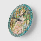 Acrylic Wall Clock Art Nouveau Alphonse Mucha 19 ラウンド壁時計 (傾斜)