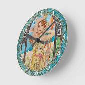 Acrylic Wall Clock Art Nouveau Alphonse Mucha 20 ラウンド壁時計 (傾斜)