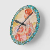 Acrylic Wall Clock Art Nouveau Alphonse Mucha 27 ラウンド壁時計 (傾斜)