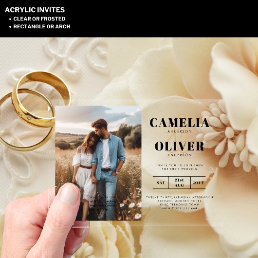 ACRYLIC Weddingが写真QrコードRSVPを招待 アクリル招待状