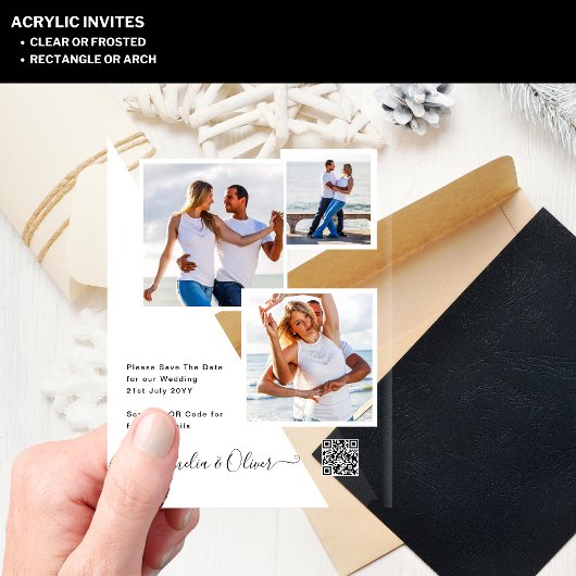 ACRYLIC Weddingが写真QrコードRSVPを招待 アクリル招待状