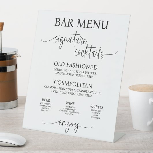 Acrylic Wedding Bar Menu Sign 台座サイン (インサイチュ)