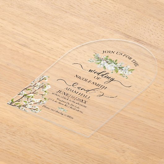 Acrylic Wedding Greenery And Flowers Invitation アクリル招待状 (レイダウン)