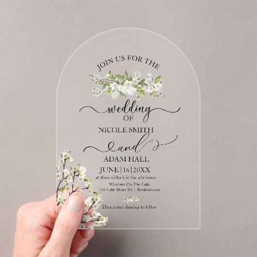 Acrylic Wedding Greenery And Flowers Invitation アクリル招待状 (インサイチュ (ポータブル))