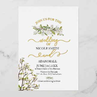 Acrylic Wedding Greenery And Flowers Invitation 箔招待状