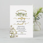 Acrylic Wedding Greenery And Flowers Invitation 箔招待状 (立ち正面)