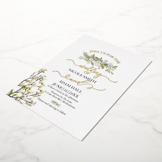 Acrylic Wedding Greenery And Flowers Invitation 箔招待状 (回転した状態)