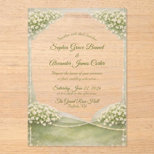Acrylic Wedding Invitation Elegant Soft Green アクリル招待状 (正面)