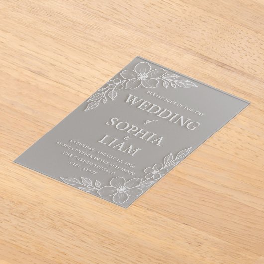 Acrylic Wedding Invitation - Floral アクリル招待状 (レイダウン)