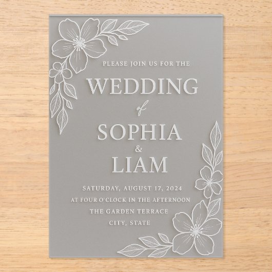 Acrylic Wedding Invitation - Floral アクリル招待状 (正面)