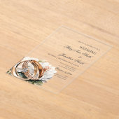 Acrylic wedding ring floral wedding  アクリル招待状 (レイダウン)