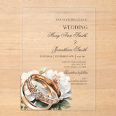 Acrylic wedding ring floral wedding  アクリル招待状 (正面)