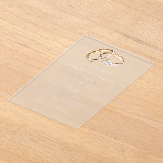 Acrylic wedding ring spanish アクリル招待状 (レイダウン)