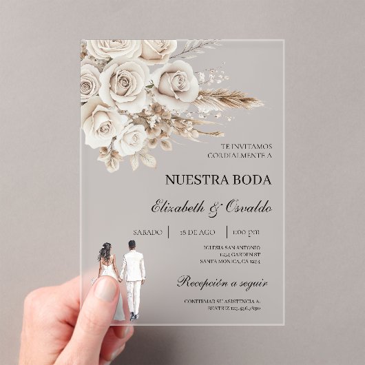 acrylic wedding with bride and groom  アクリル招待状 (インサイチュ (ポータブル))