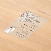 acrylic wedding with bride and groom  アクリル招待状 (レイダウン)