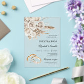 Acrylic White Floral Spanish Wedding Invitation アクリル招待状 (インサイチュ (ウェディング))