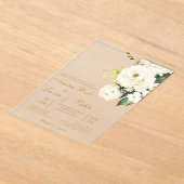 Acrylic white rose Wedding invitation in spanish アクリル招待状 (レイダウン)