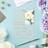 Acrylic white rose Wedding invitation in spanish アクリル招待状 (インサイチュ (ウェディング))