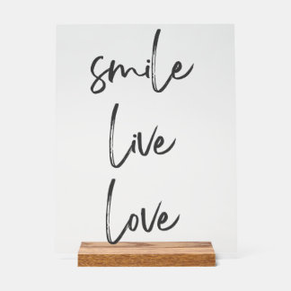 Acrylschild Smile, Live, Laugh – Stilvolle Inspira アクリルサイン