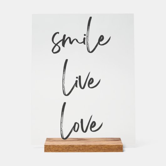 Acrylschild Smile, Live, Laugh – Stilvolle Inspira アクリルサイン (正面)
