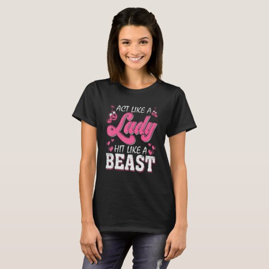 Act Like A Lady Hit Like A Beast  Boxing Gloves Bo Tシャツ (正面フル)