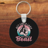 Act Like A Lady Hit Like A Beast Funny Boxing Glov キーホルダー (正面)