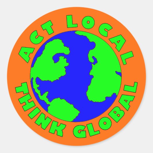 Act Local 考え Global Sticker ラウンドシール (正面)