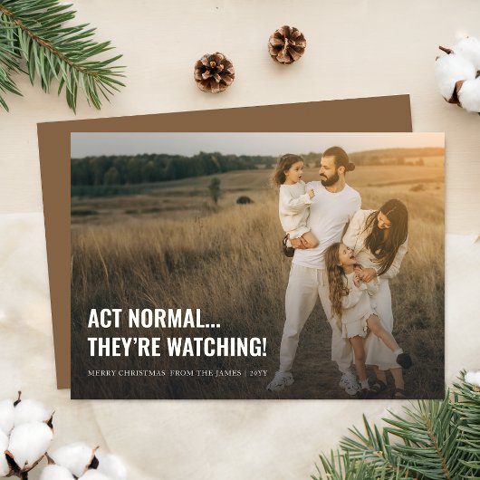 Act Normal おもしろい Family Christmas Photo シーズンカード