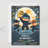 Act War Fight Boy Moon忍者戦士1歳 招待状 (正面)