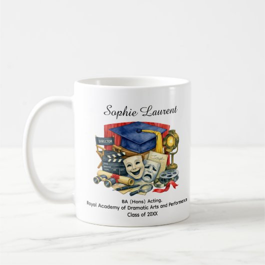 🎓Acting Graduate Custom Name & Degree コーヒーマグカップ (左)