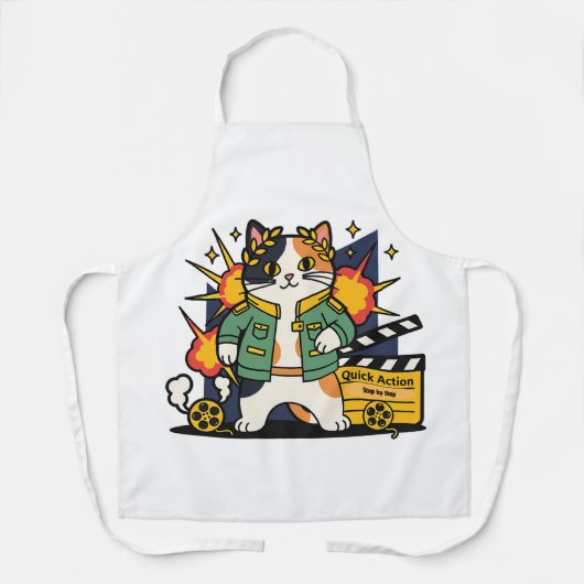 Action Cat Hero on Set - Apron エプロン (正面)