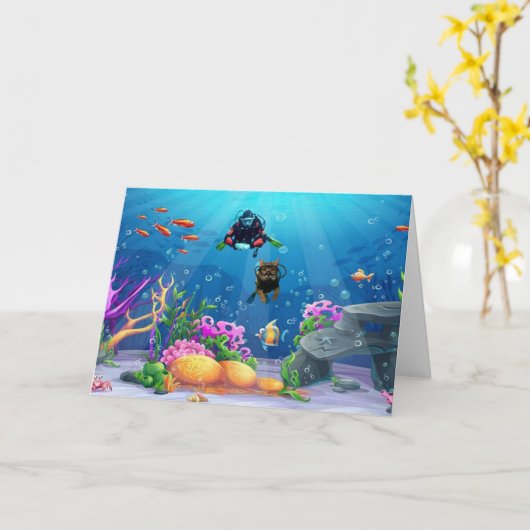 Action Cats! Card カード (黄色い花)