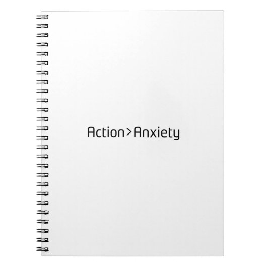 Action Over Anxiety Minimalist Spiral Notebook ノートブック (正面)