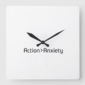 Action Over Anxiety Minimalist Square Clock スクエア壁時計 (正面)