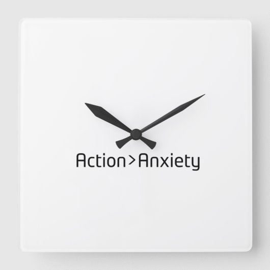Action Over Anxiety Minimalist Square Clock スクエア壁時計 (正面)