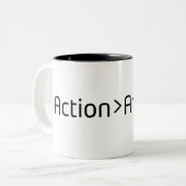 Action Over Anxiety Minimalist Two-Tone Coffee Mug ツートーンマグカップ (正面左)