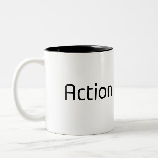 Action Over Anxiety Minimalist Two-Tone Coffee Mug ツートーンマグカップ (左)