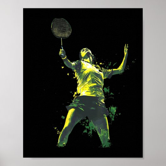 Action-packed Woman Playing Badminton  ポスター (正面)