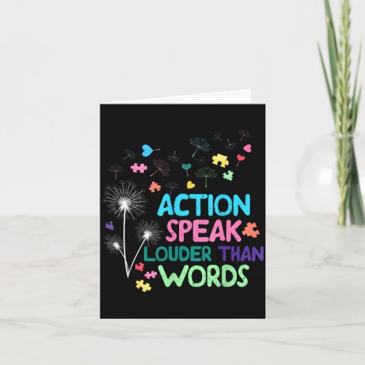 Action speak louder than words autism awareness カード (正面)