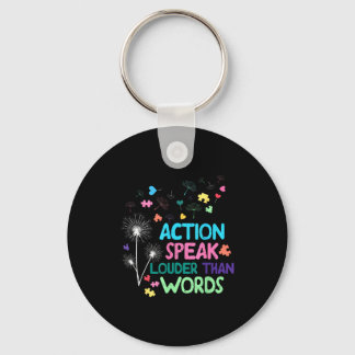 Action speak louder than words autism awareness キーホルダー