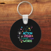 Action speak louder than words autism awareness キーホルダー (正面)