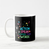 Action speak louder than words autism awareness コーヒーマグカップ (左)