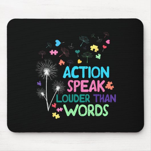 Action speak louder than words autism awareness マウスパッド (正面)