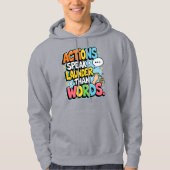 Actions Speak LAUNDER Than Words Hoodie - Funny Mo パーカ (正面)