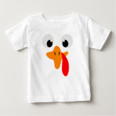 Actious Turkey Face, Thanksgiving ベビーTシャツ (正面)